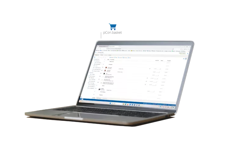Laptop met basket logo